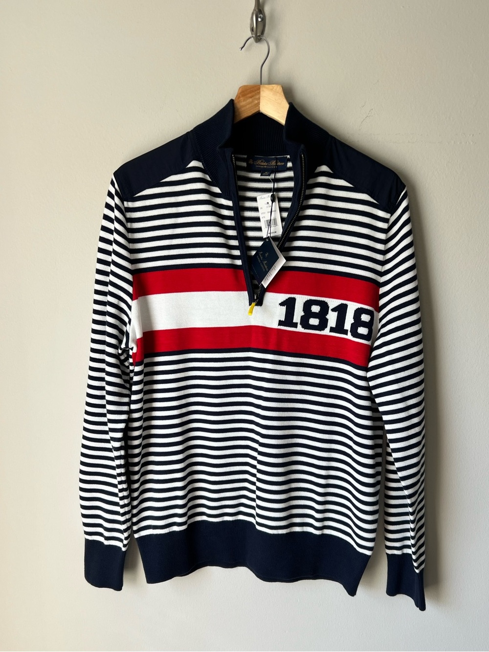 BROOKS BROTHERS 1818 Quarter-Zip Sweater zin Supima Cotton M NEW!!